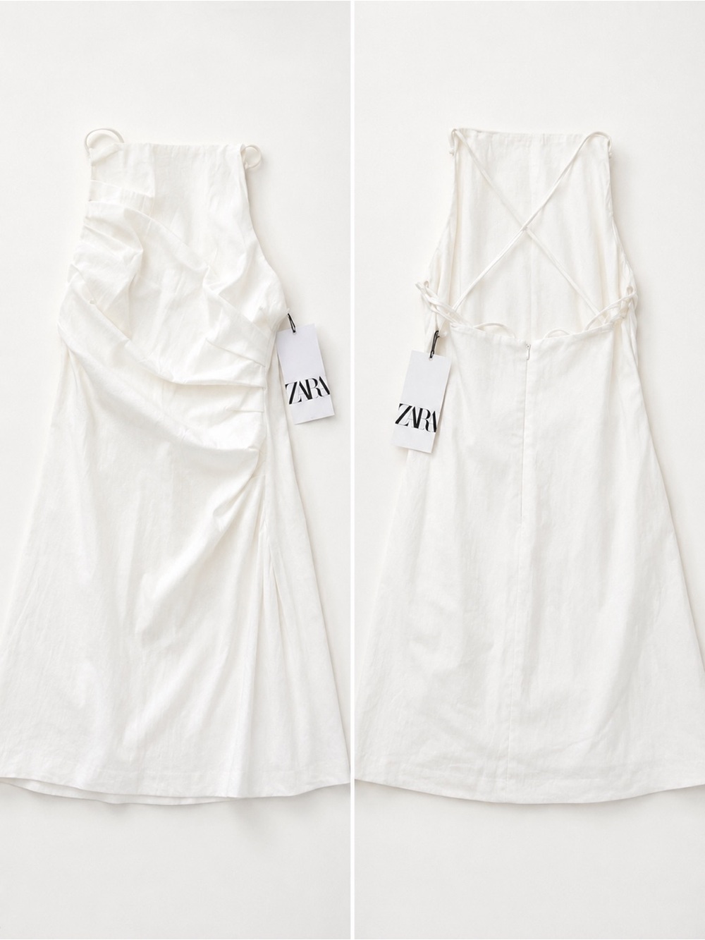 ZARA White Cross-Back Mini Dress
